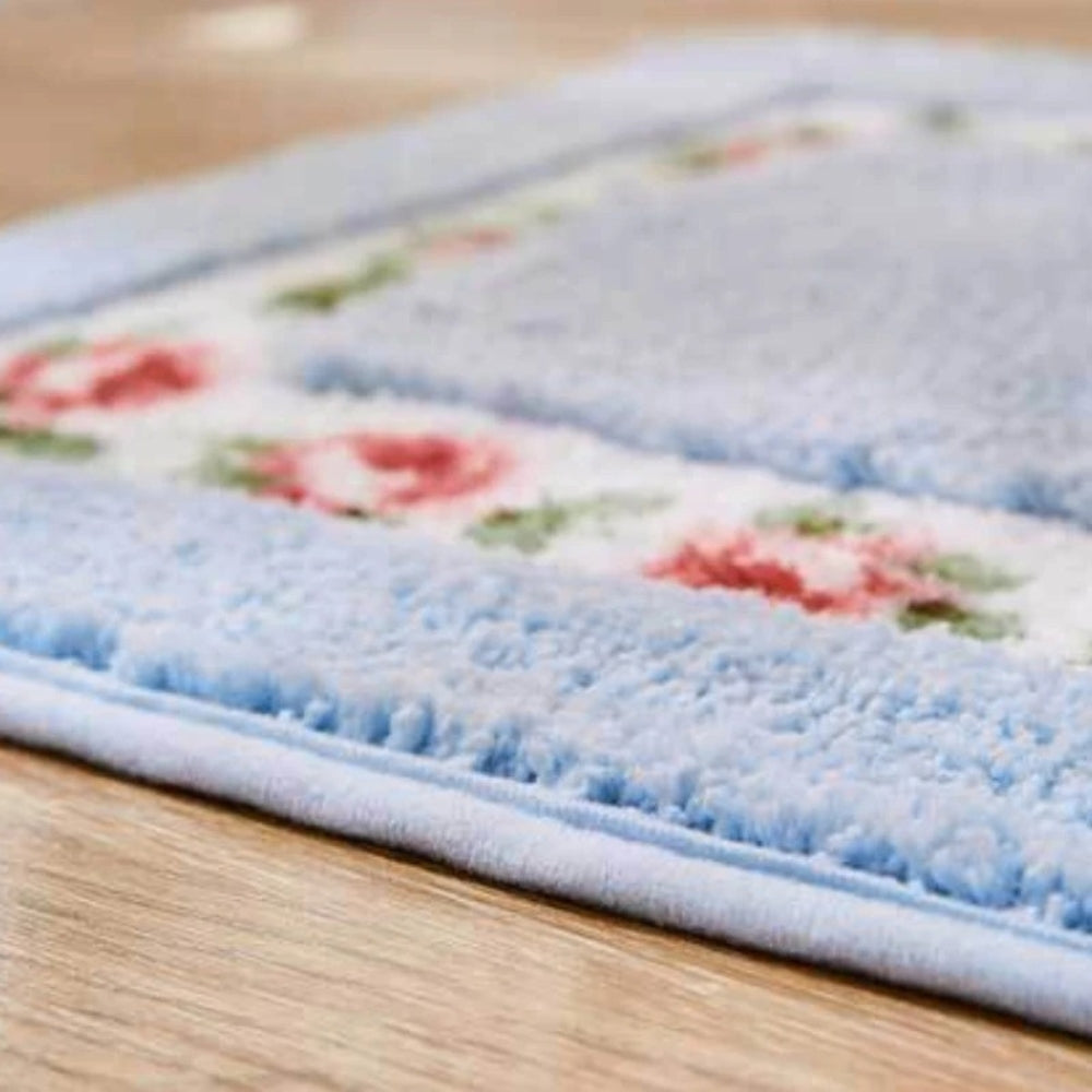 Rosa Bath Mat - Plush Microfibre, Non-Slip Floral Design