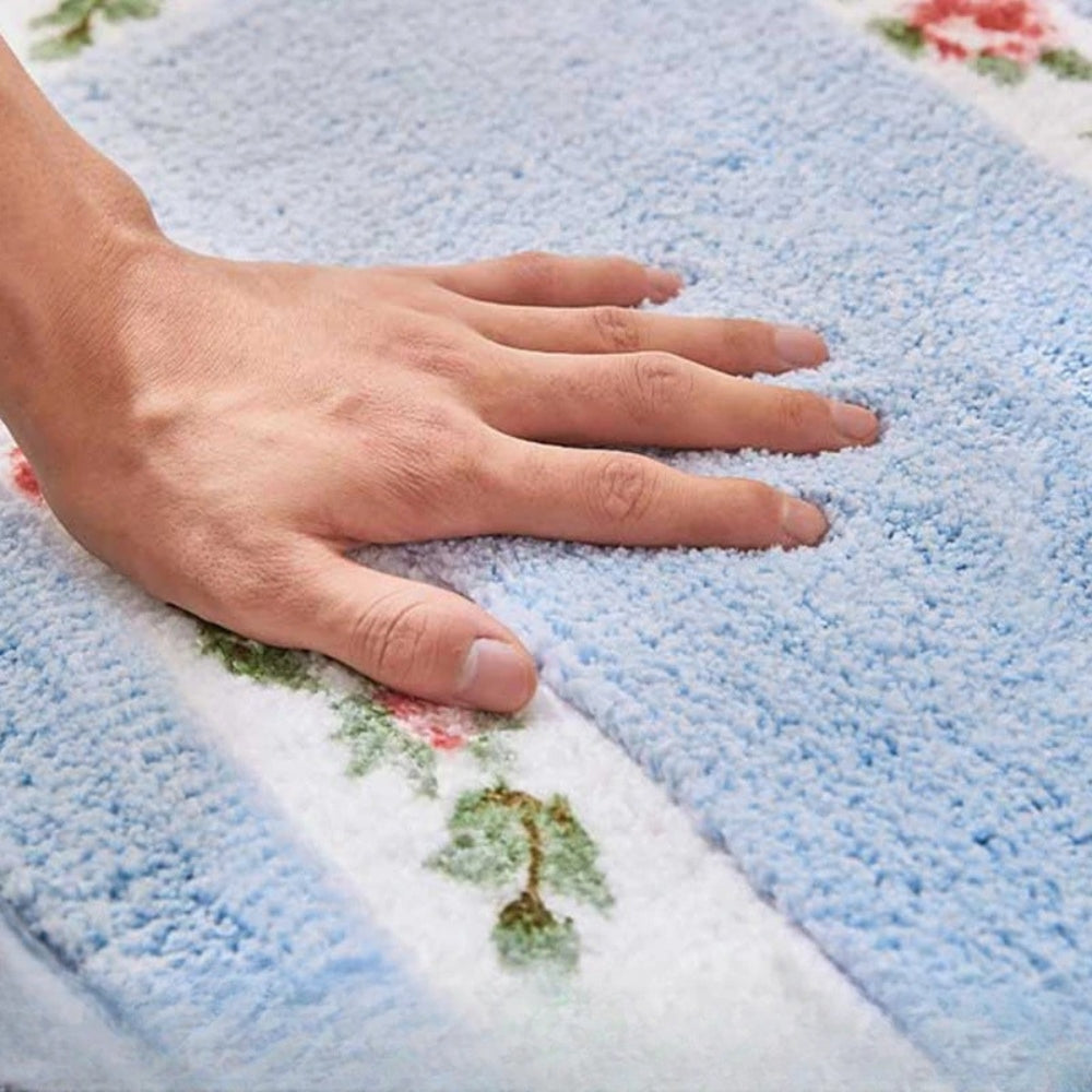 Rosa Bath Mat - Plush Microfibre, Non-Slip Floral Design