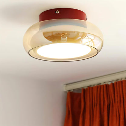 12W LED Flush Mount Ceiling Light with Glass Acrylic Diffuser for Bedrooms Living Rooms Dining Rooms Three Color Modes 54-108 sq ft Coverage
