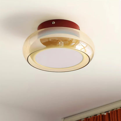 12W LED Flush Mount Ceiling Light with Glass Acrylic Diffuser for Bedrooms Living Rooms Dining Rooms Three Color Modes 54-108 sq ft Coverage
