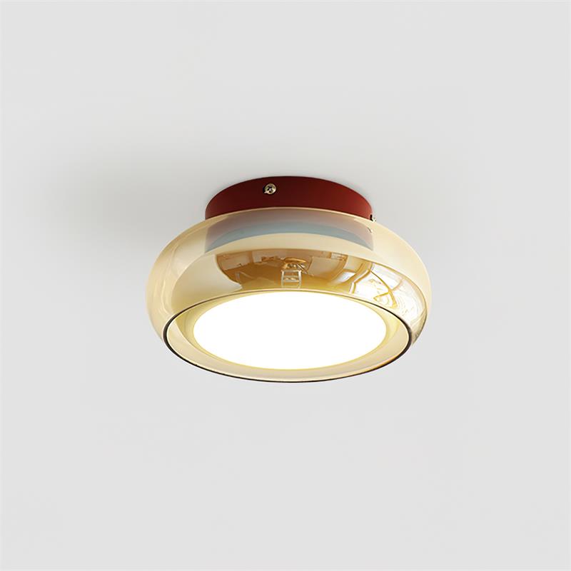 12W LED Flush Mount Ceiling Light with Glass Acrylic Diffuser for Bedrooms Living Rooms Dining Rooms Three Color Modes 54-108 sq ft Coverage