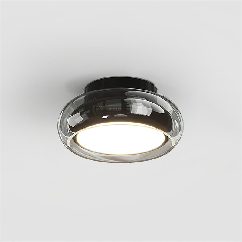 Glass Flush Mount Ceiling Light with Metal Frame – Ambient LED Fixture for Bedroom, Living Room & Kitchen – 3 Color Temperatures