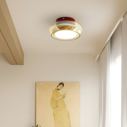 Glass Flush Mount Ceiling Light with Metal Frame – Ambient LED Fixture for Bedroom, Living Room & Kitchen – 3 Color Temperatures