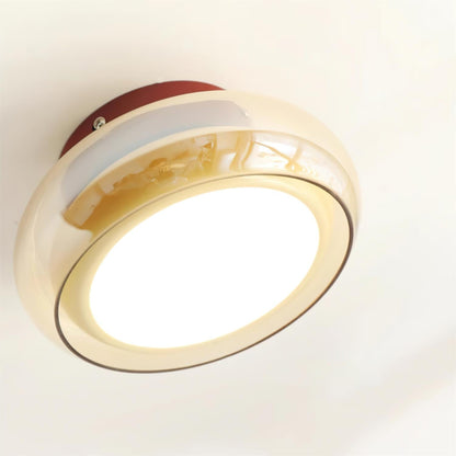 Glass Flush Mount Ceiling Light with Metal Frame – Ambient LED Fixture for Bedroom, Living Room & Kitchen – 3 Color Temperatures