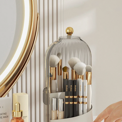 Rotating Acrylic Cosmetic Organizer with 360-Degree Spin, Waterproof Makeup Storage, Compact Makeup Organizer Box