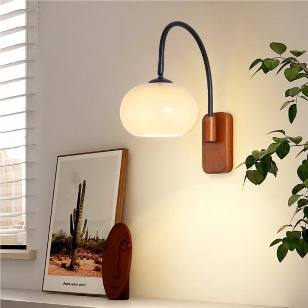Swivel Glass Sphere Sconce – E27 Wall Mount Accent Fixture with 10W LED Bulb for Bedroom Hallway Living Room Adjustable Directional Lighting