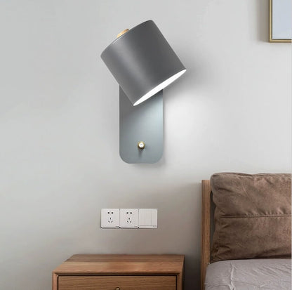 Adjustable Rotatable Wall Sconce Light – Directional Aluminum Cylinder Lamp with Macaron Finish for Bedroom, Hallway, Reading Nook