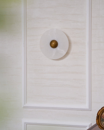 LED Flush Mount Ceiling Light 12 Inch Alabaster Shade Aluminum Frame Dual Install Wall Sconce Contemporary Fixture for Bedroom Hallway Livin