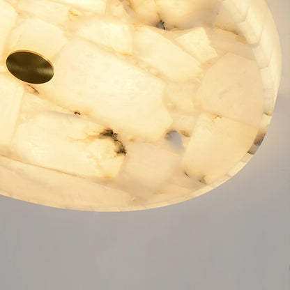 Ultra-Slim LED Flush Mount Light Fixture 2 in Profile Alabaster Dome Gold Accent Adjustable Color Temperature for Bedroom Living Room Entryw