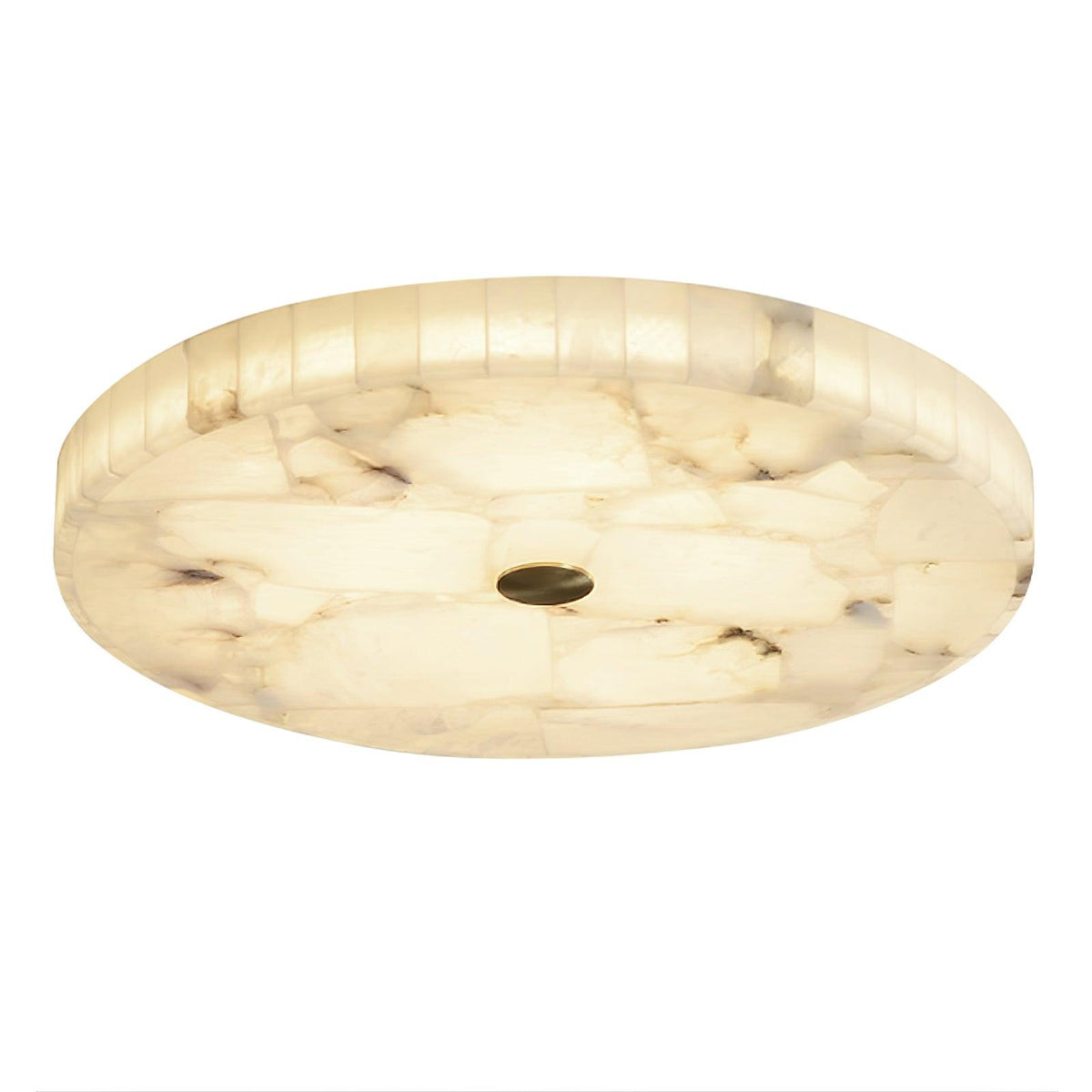 Ultra-Slim LED Flush Mount Light Fixture 2 in Profile Alabaster Dome Gold Accent Adjustable Color Temperature for Bedroom Living Room Entryw