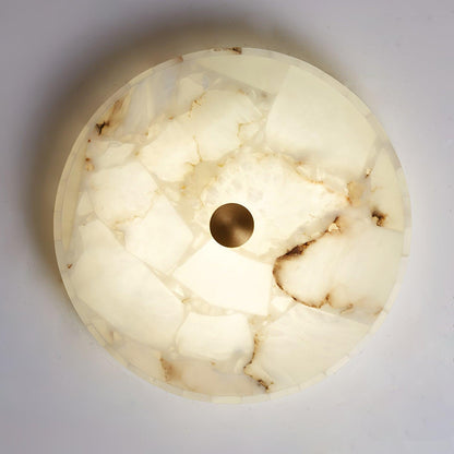 Ultra-Slim LED Flush Mount Light Fixture 2 in Profile Alabaster Dome Gold Accent Adjustable Color Temperature for Bedroom Living Room Entryw