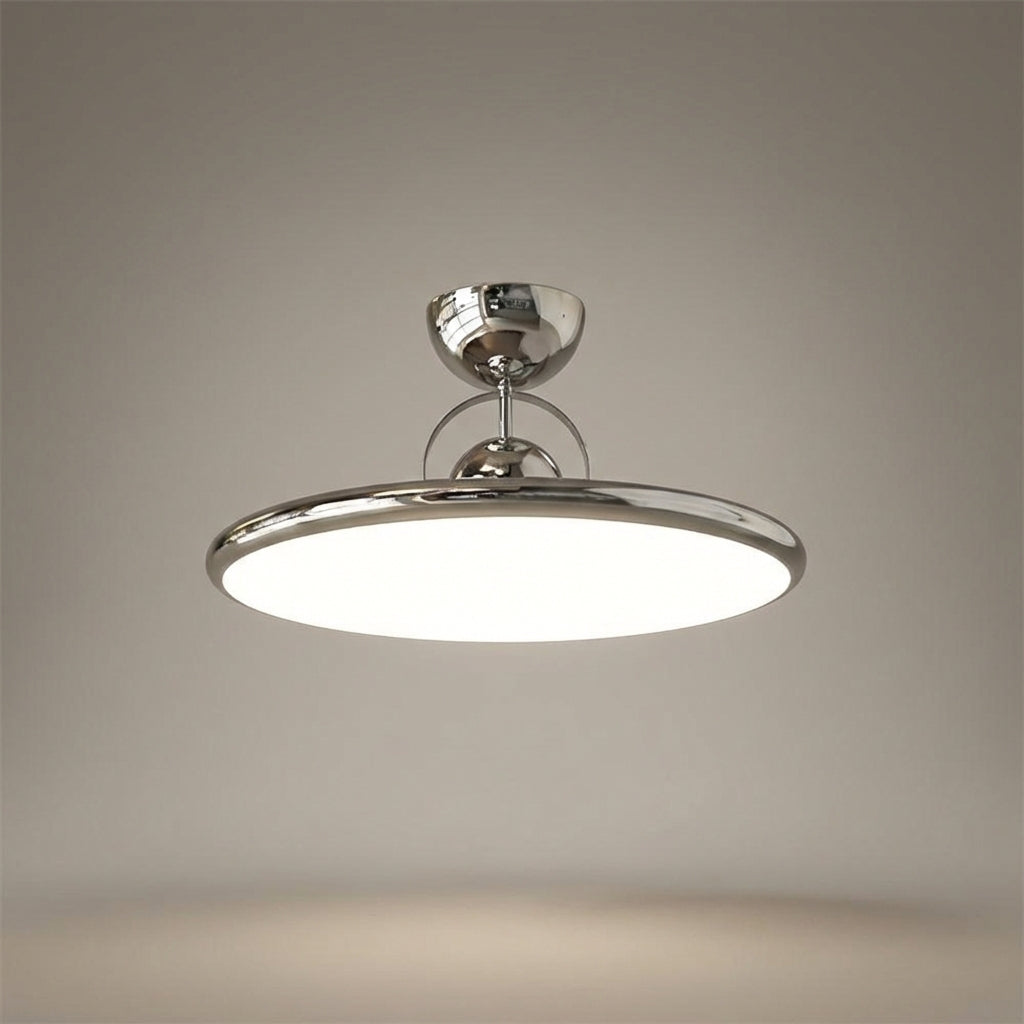 Round Flush Mount Fixture with Acrylic Shade 20 in Mid-Century Modern Green Glossy Finish for Dining Room Bedroom Kitchen LED Compatible Low