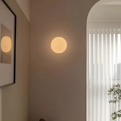 Round Glass Wall Lamp with Warm White LED Light – Stylish Home Lighting