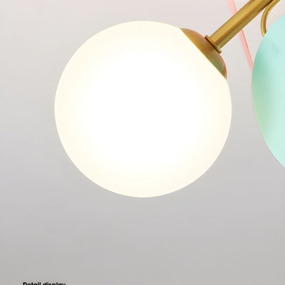 Lámpara de techo de montaje empotrado con múltiples globos y pantallas esféricas en tonos pastel: lámpara LED colorida y moderna para habitaciones infantiles, salas de juegos y espacios contemporáneos
