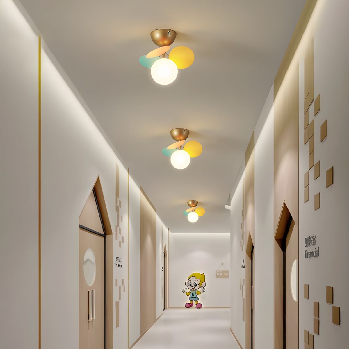 Lámpara de techo de montaje empotrado con múltiples globos y pantallas esféricas en tonos pastel: lámpara LED colorida y moderna para habitaciones infantiles, salas de juegos y espacios contemporáneos