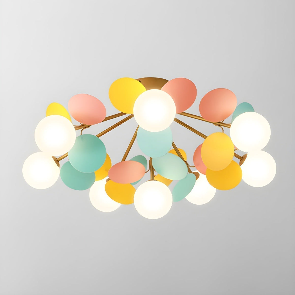 Lámpara de techo de montaje empotrado con múltiples globos y pantallas esféricas en tonos pastel: lámpara LED colorida y moderna para habitaciones infantiles, salas de juegos y espacios contemporáneos