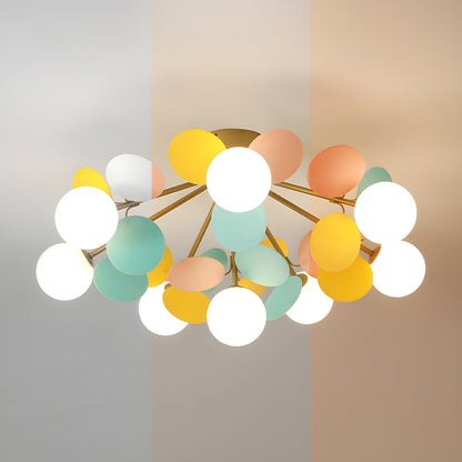 Lámpara de techo de montaje empotrado con múltiples globos y pantallas esféricas en tonos pastel: lámpara LED colorida y moderna para habitaciones infantiles, salas de juegos y espacios contemporáneos