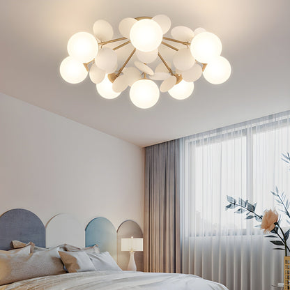 Lámpara de techo de montaje empotrado con múltiples globos y pantallas esféricas en tonos pastel: lámpara LED colorida y moderna para habitaciones infantiles, salas de juegos y espacios contemporáneos