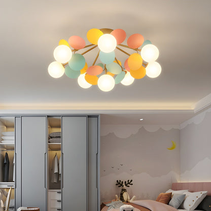 Lámpara de techo de montaje empotrado con múltiples globos y pantallas esféricas en tonos pastel: lámpara LED colorida y moderna para habitaciones infantiles, salas de juegos y espacios contemporáneos