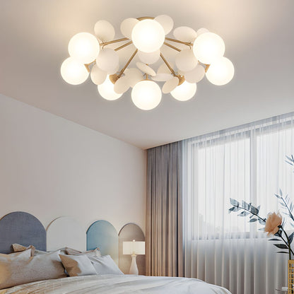 Lámpara de techo de montaje empotrado con múltiples globos y pantallas esféricas en tonos pastel: lámpara LED colorida y moderna para habitaciones infantiles, salas de juegos y espacios contemporáneos