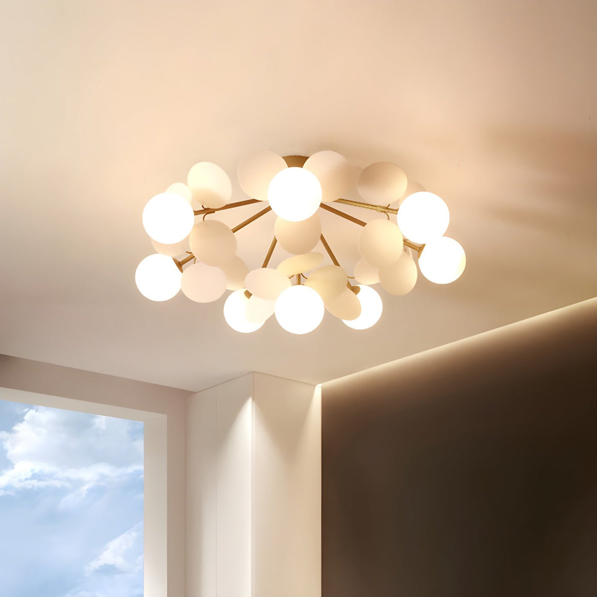 Lámpara de techo de montaje empotrado con múltiples globos y pantallas esféricas en tonos pastel: lámpara LED colorida y moderna para habitaciones infantiles, salas de juegos y espacios contemporáneos
