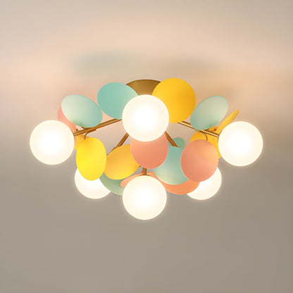 Lámpara de techo de montaje empotrado con múltiples globos y pantallas esféricas en tonos pastel: lámpara LED colorida y moderna para habitaciones infantiles, salas de juegos y espacios contemporáneos