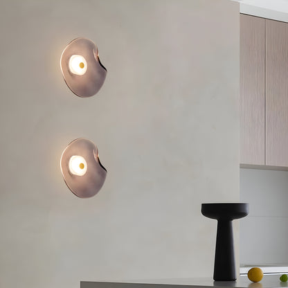 Aplique de pared curvo de vidrio con luz LED blanca cálida hacia arriba y hacia abajo para dormitorio, sala de estar, pasillo, iluminación decorativa moderna para interiores, 10 pulgadas, vidrio templado