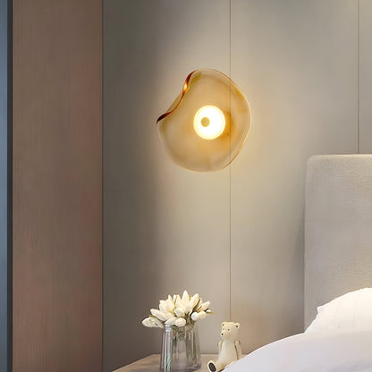 Aplique de pared curvo de vidrio con luz LED blanca cálida hacia arriba y hacia abajo para dormitorio, sala de estar, pasillo, iluminación decorativa moderna para interiores, 10 pulgadas, vidrio templado