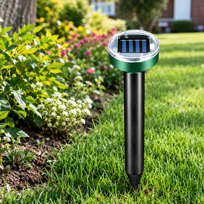 EcoGuard | Repelente ultrasónico solar de roedores con tecnología de frecuencia variable | Control de plagas eficaz para espacios exteriores