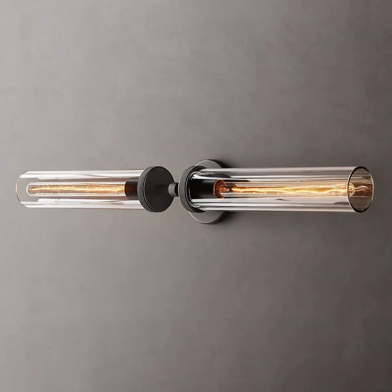 Industrial Linear Wall Light with Glass Hexagon Shade – Metal Hardwired Sconce for Hallway & Bedroom – Dimmable E26 Socket