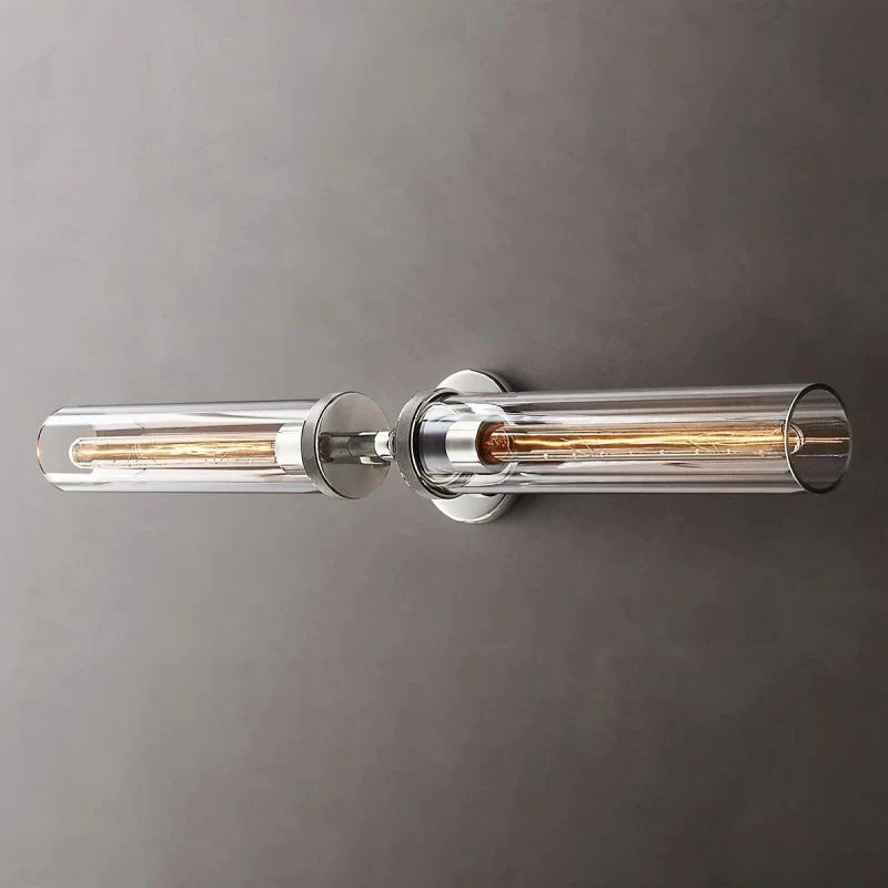 Industrial Linear Wall Light with Glass Hexagon Shade – Metal Hardwired Sconce for Hallway & Bedroom – Dimmable E26 Socket