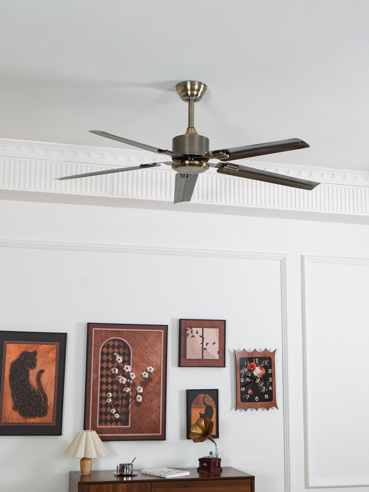 52-Inch Industrial Ceiling Fan with Metal Blades for Living Room & Bedroom | Modern 3-Speed Fan for Home Cooling