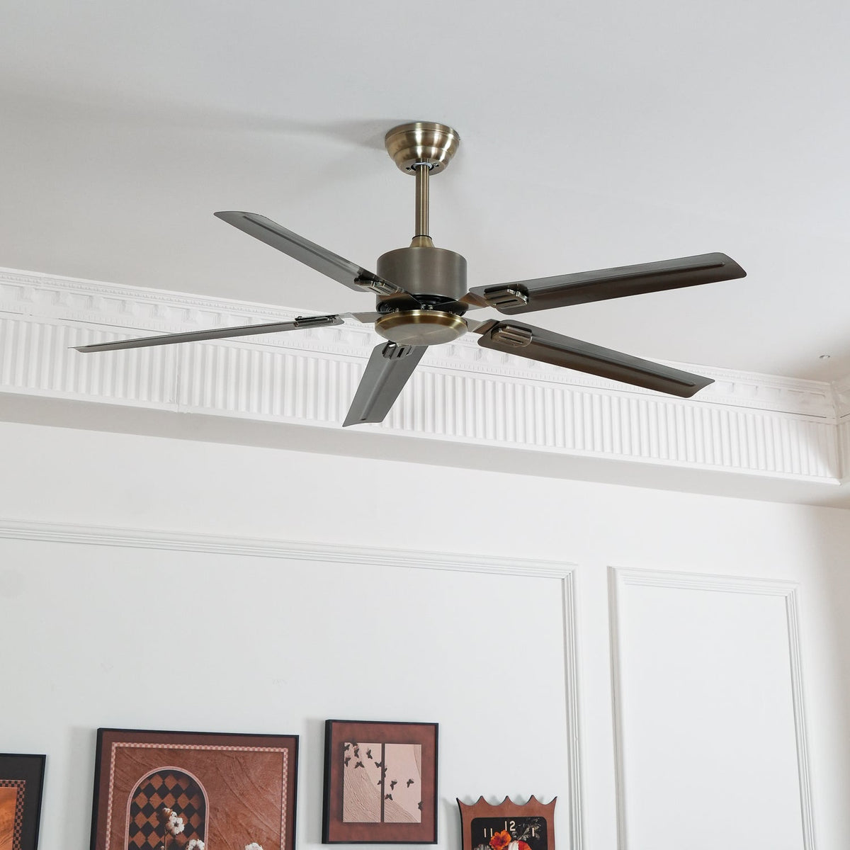52-Inch Industrial Ceiling Fan with Metal Blades for Living Room & Bedroom | Modern 3-Speed Fan for Home Cooling