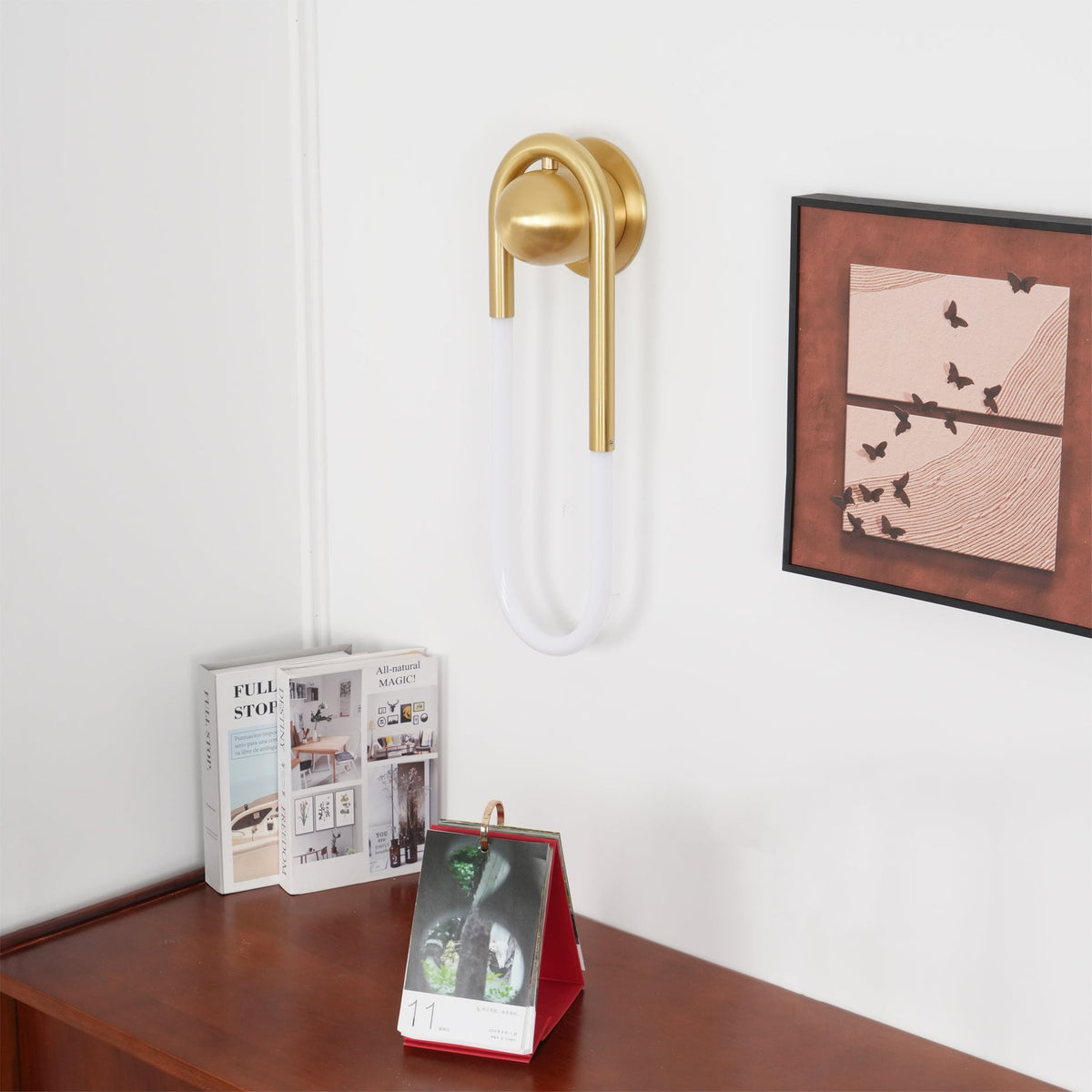 Sculptural Loop Sconce 9W Integrated LED Brass or Black Finish Dimmable Hardwired Fixture for Bedroom Hallway Living Room Contemporary Minim