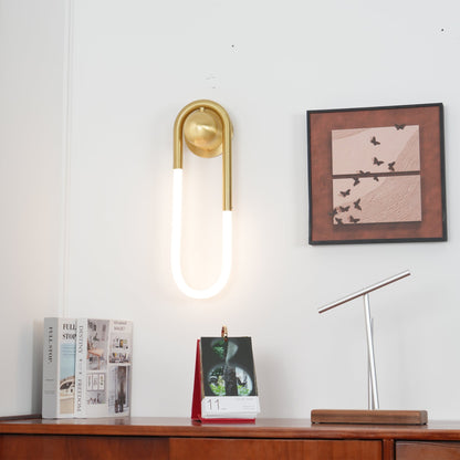 Sculptural Loop Sconce 9W Integrated LED Brass or Black Finish Dimmable Hardwired Fixture for Bedroom Hallway Living Room Contemporary Minim