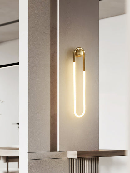 Sculptural Loop Sconce 9W Integrated LED Brass or Black Finish Dimmable Hardwired Fixture for Bedroom Hallway Living Room Contemporary Minim