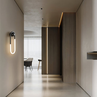 Sculptural Loop Sconce 9W Integrated LED Brass or Black Finish Dimmable Hardwired Fixture for Bedroom Hallway Living Room Contemporary Minim