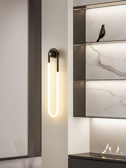 Sculptural Loop Sconce 9W Integrated LED Brass or Black Finish Dimmable Hardwired Fixture for Bedroom Hallway Living Room Contemporary Minim