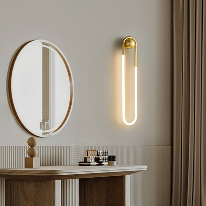 Sculptural Loop Sconce 9W Integrated LED Brass or Black Finish Dimmable Hardwired Fixture for Bedroom Hallway Living Room Contemporary Minim