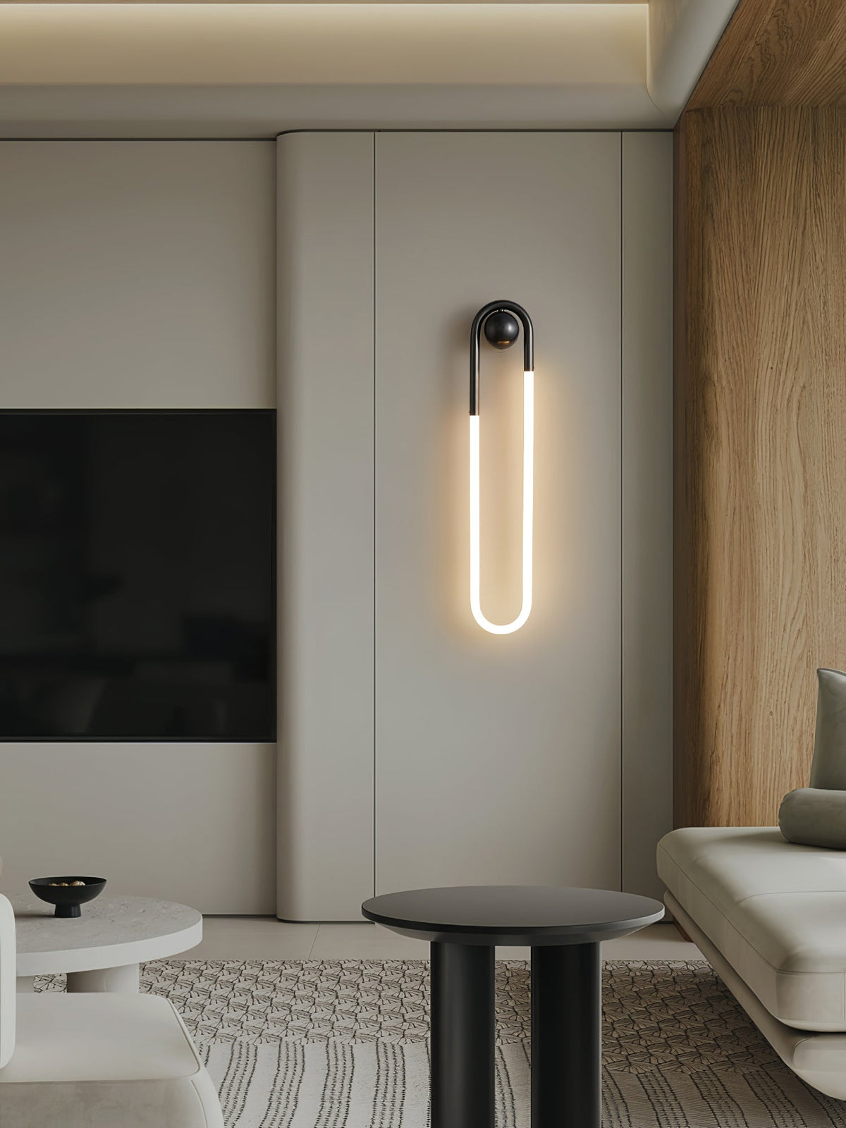 Sculptural Loop Sconce 9W Integrated LED Brass or Black Finish Dimmable Hardwired Fixture for Bedroom Hallway Living Room Contemporary Minim