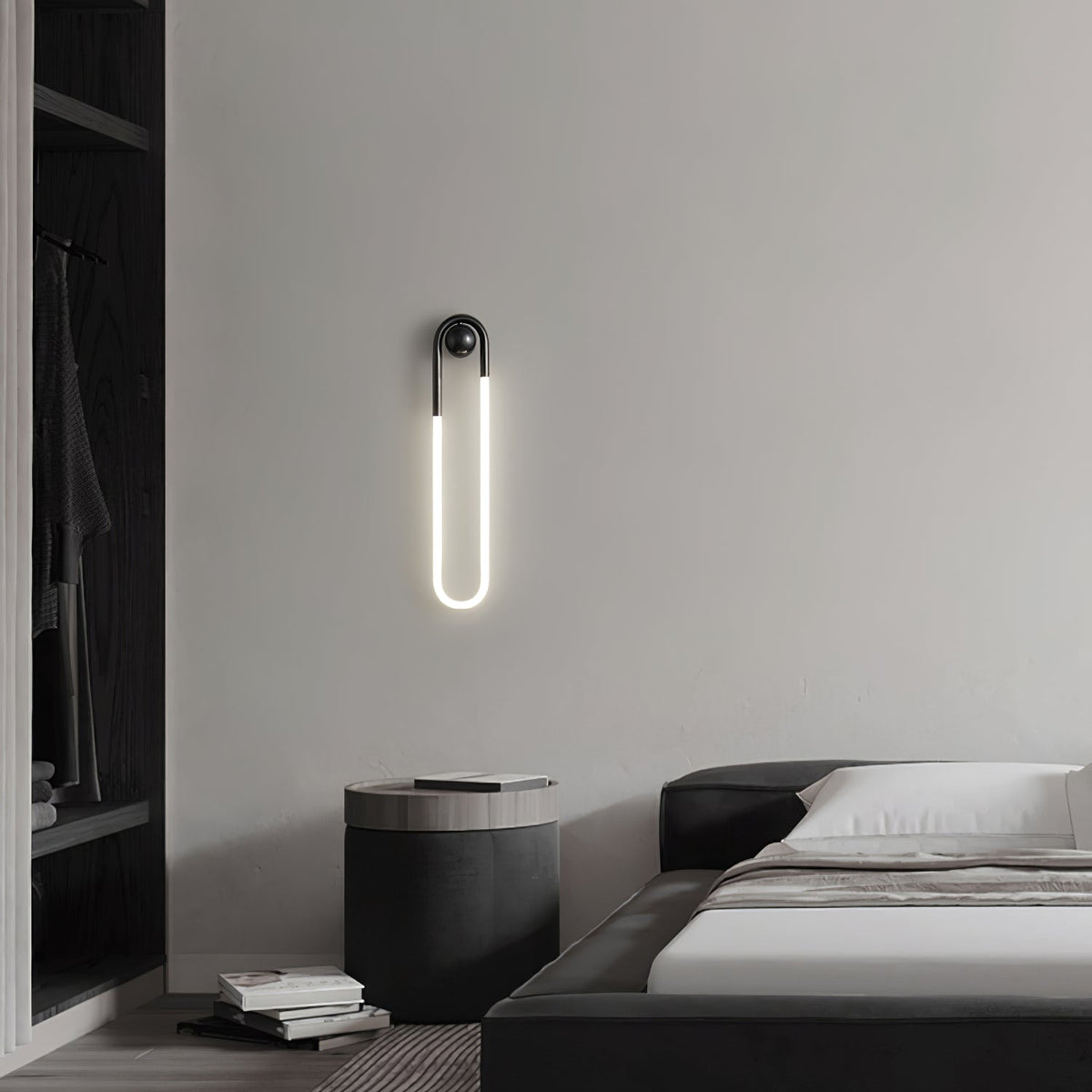 Sculptural Loop Sconce 9W Integrated LED Brass or Black Finish Dimmable Hardwired Fixture for Bedroom Hallway Living Room Contemporary Minim