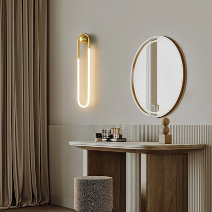 Sculptural Loop Sconce 9W Integrated LED Brass or Black Finish Dimmable Hardwired Fixture for Bedroom Hallway Living Room Contemporary Minim