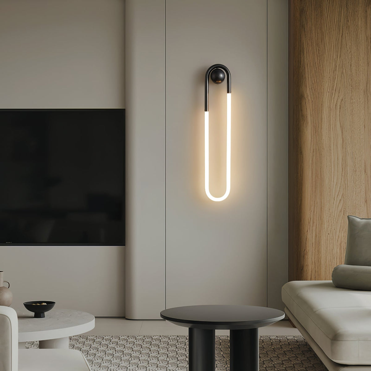 Sculptural Loop Sconce 9W Integrated LED Brass or Black Finish Dimmable Hardwired Fixture for Bedroom Hallway Living Room Contemporary Minim