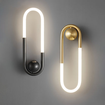 Sculptural Loop Sconce 9W Integrated LED Brass or Black Finish Dimmable Hardwired Fixture for Bedroom Hallway Living Room Contemporary Minim