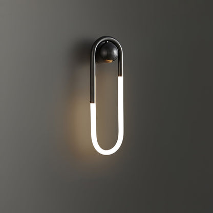 Sculptural Loop Sconce 9W Integrated LED Brass or Black Finish Dimmable Hardwired Fixture for Bedroom Hallway Living Room Contemporary Minim