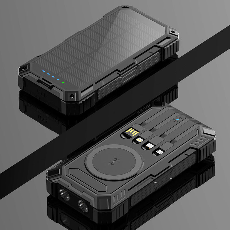 Rugged Solar Power Bank | Multifunctional Charging with Qi Wireless Technology for Outdoor Adventures