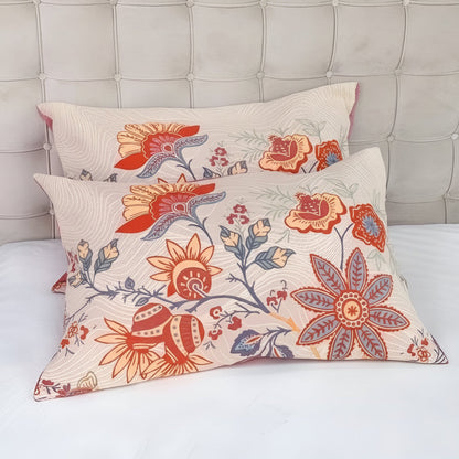 Cotton Pillowcase Set 2-Pack Standard Size 20x30 Botanical Print Bedroom Decor Natural Fiber Bedding Floral Pattern Pillow Covers