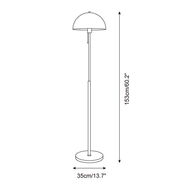 Tall Arched Standing Lamp with Translucent Dome Shade 63 Inches for Living Space Reading Corner Retro Mid-Century Accent Lighting Walnut Woo