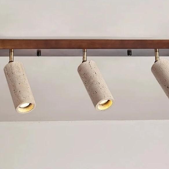 Triple-Head Adjustable Spotlight Bar Stone-Effect Wood Finish 24 Inches for Living Room Bedroom Track Accent Lighting Modern Low-Profile Fix