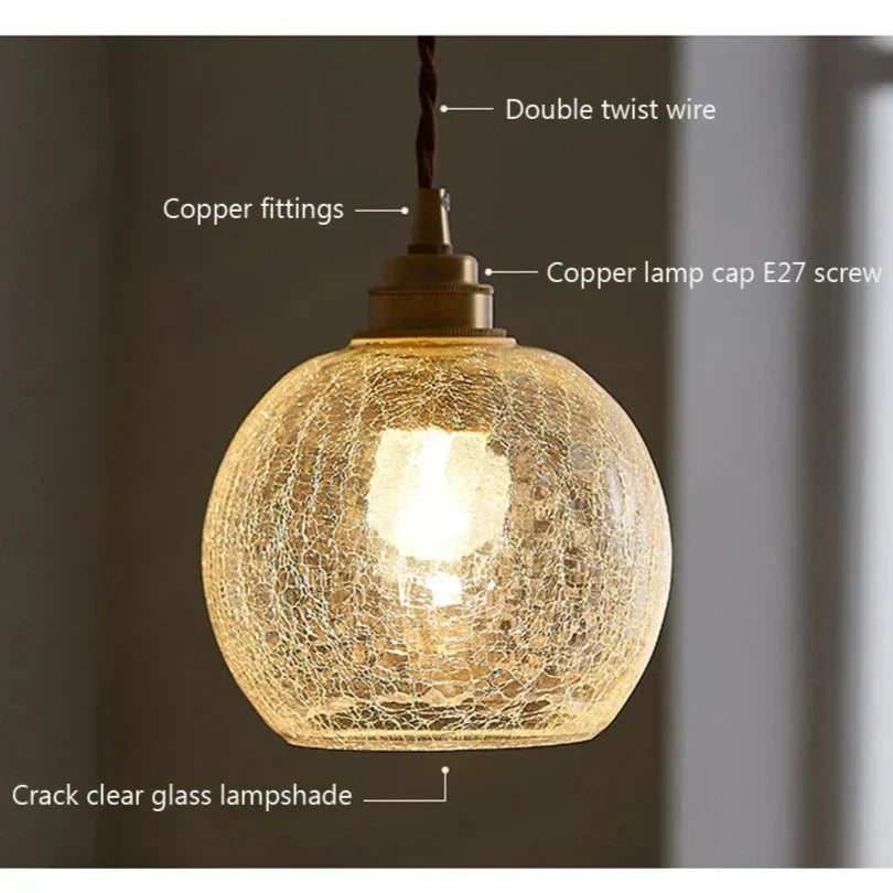 Glass Drop Pendant Light 6 in Clear Crystal Shade E27 Socket Kitchen Island Dining Table Overhead Fixture Scandinavian Minimalist Style for